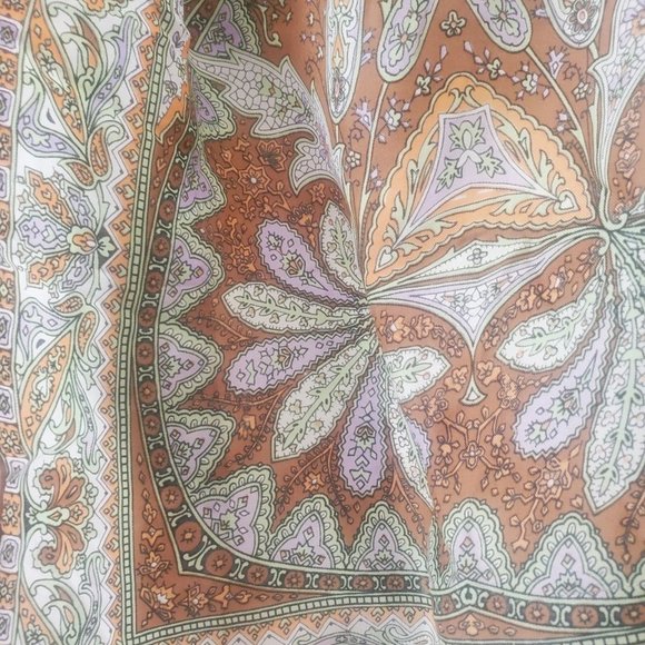 Vintage Jan Frimier Persian Style Brown and Pink Rectangle Scarf - Picture 3 of 7